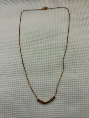 Rose Gold Beaded Chain Necklace - Minimal Women's Jewelry